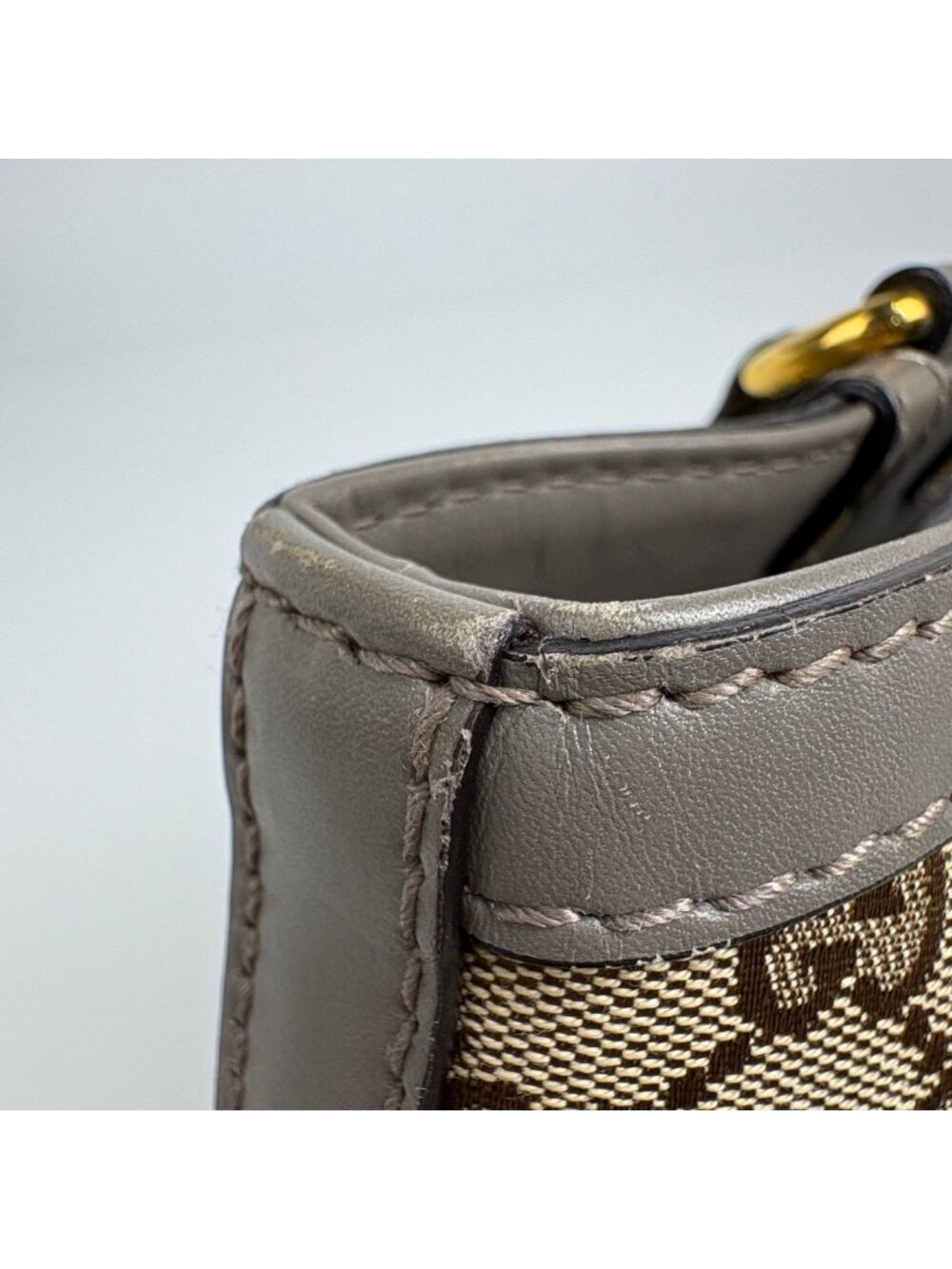 Gucci GG Pattern Tote Interlocking Studs Canvas Beige Gray - Picture 7 of 13